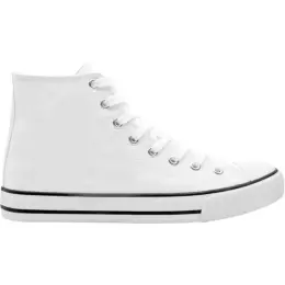 Unisex Retro High Top Canvas Sneaker White Side